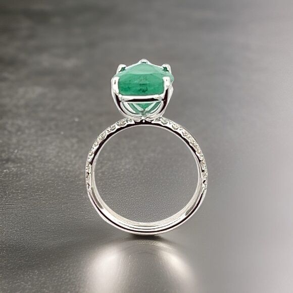 Natural Emerald Diamond Ring 6.5 14k WG 4.62 TCW Certified $4,950 310549 - Picture 4 of 15